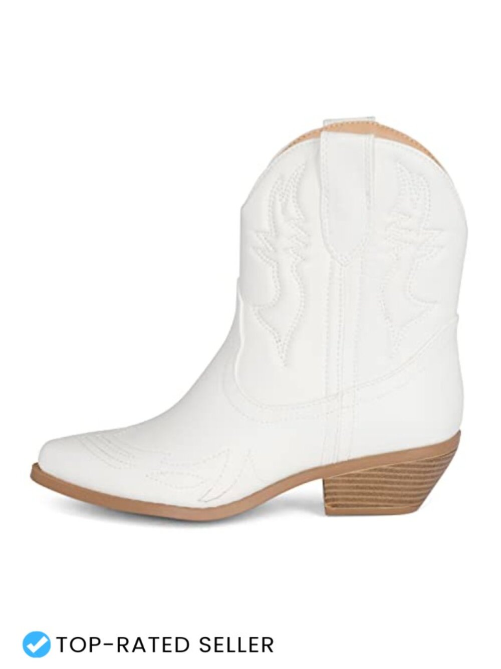 Women's Western Ankle Boots Pointed Toe Stacked Heel Pull Tab Booties